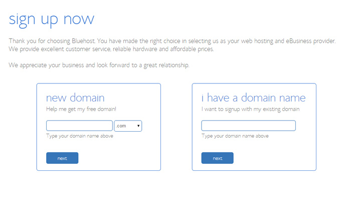 select wordpress domain bluehost register