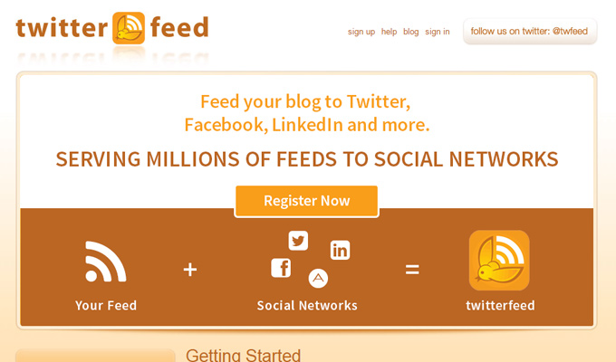 twitterfeed rss app webapp design