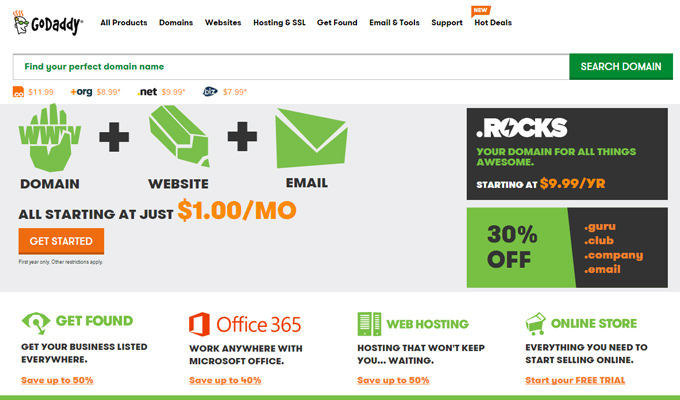 godaddy domain registration lists screenshot