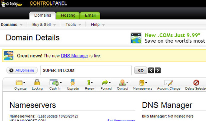 godaddy domain nameserver update screenshot