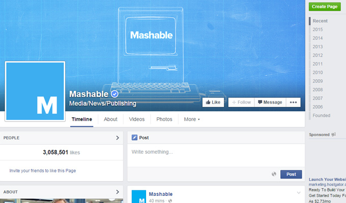 mashable official facebook page