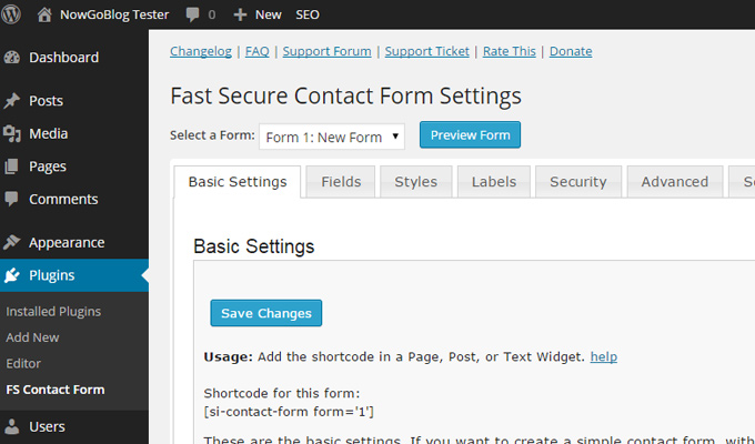 fast secure contact form plugin wordpress