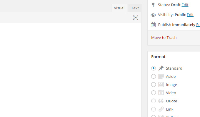 wordpress editor tabs text visual