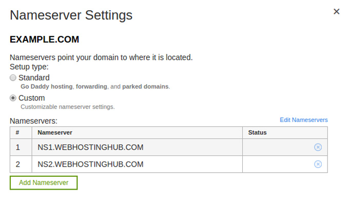 godaddy updates name servers interface