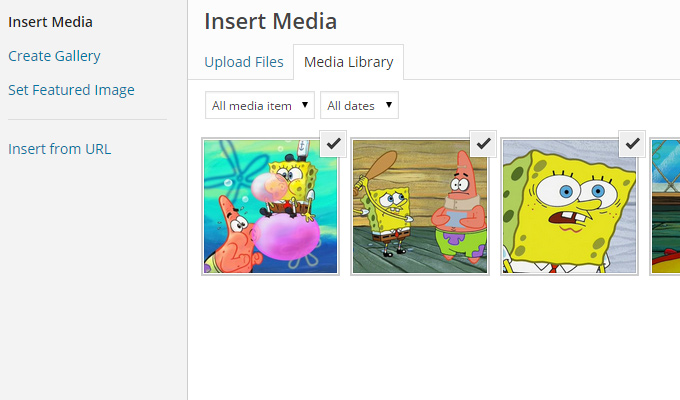 insert media wordpress upload