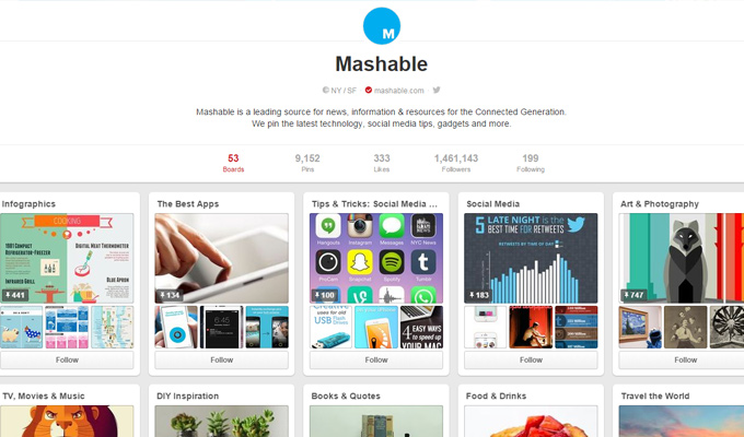 mashable pinterest social boards