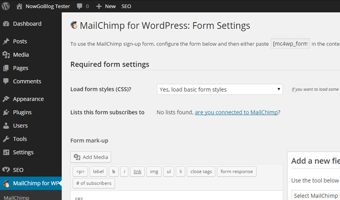 mailchimp settings creation plugin email newsletter