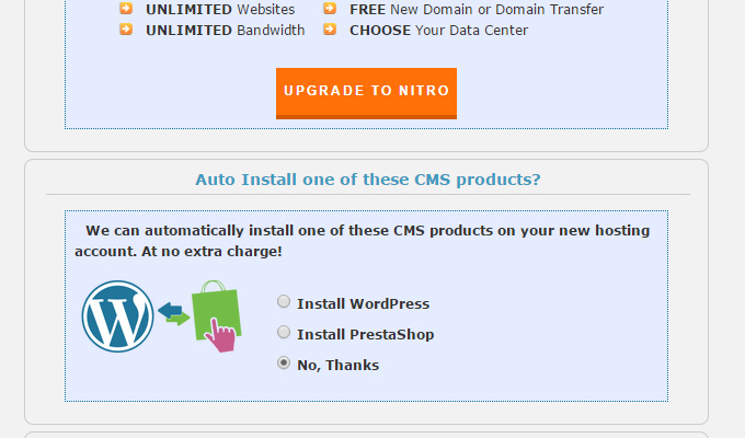 pre installed wordpress cms option