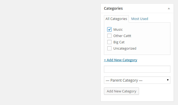 wordpress categories and tags menu