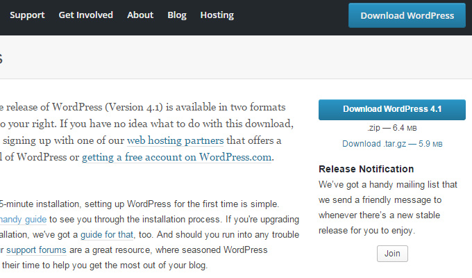 wordpres download script homepage
