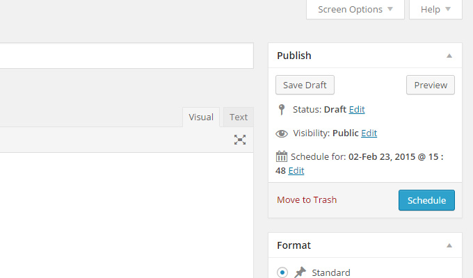 schedule a new post screen wordpress