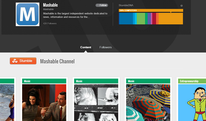 mashable profile page stumbleupon