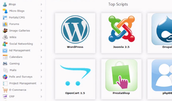 softaculous app installer wordpress screen