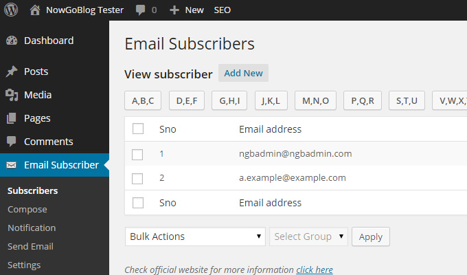email subscribers signup wordpress plugin