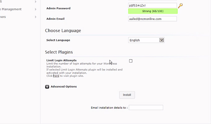 site settings wordpress password setup