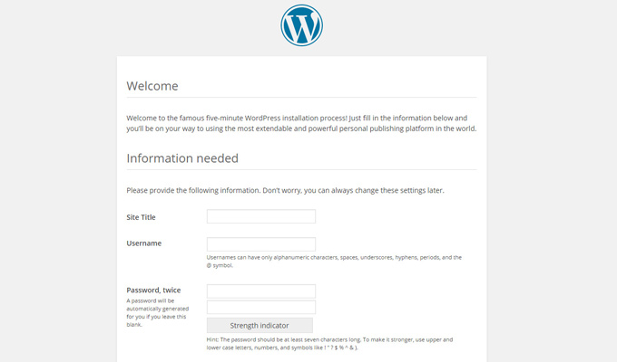 wordpress final setup website details config