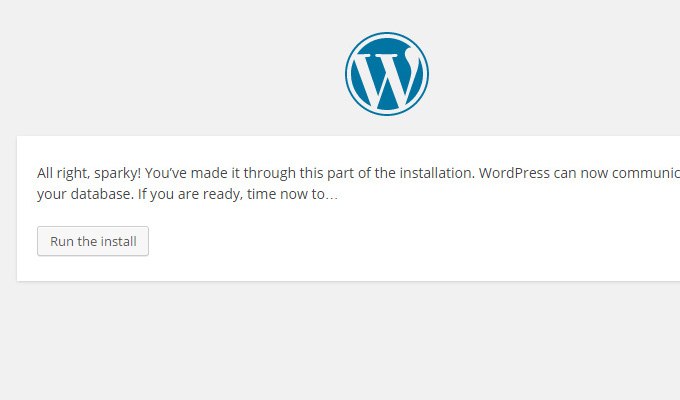 wordpress success message install config