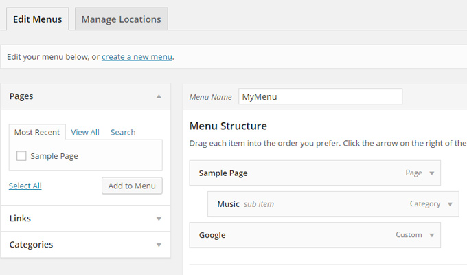 wordpress add menu custom dashboard screen