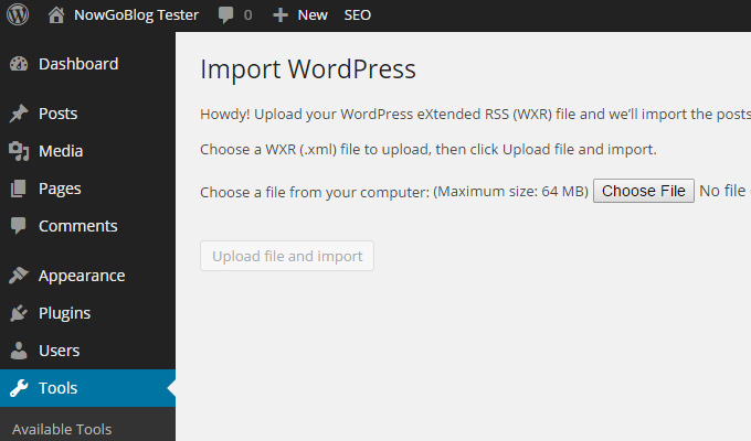 wordpress import tool backup wp site