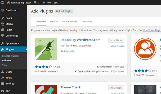 add wordpress new plugin dashboard screen